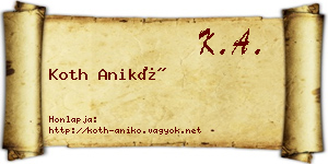 Koth Anikó névjegykártya